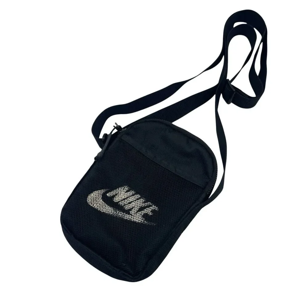 Nike Heritage Crossbody Sling Bag Unisex Small Black/White Mesh